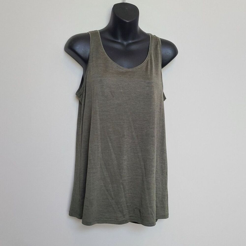Eileen Fisher Green Tank Top Small Silk Cotton Moss Forest Layering